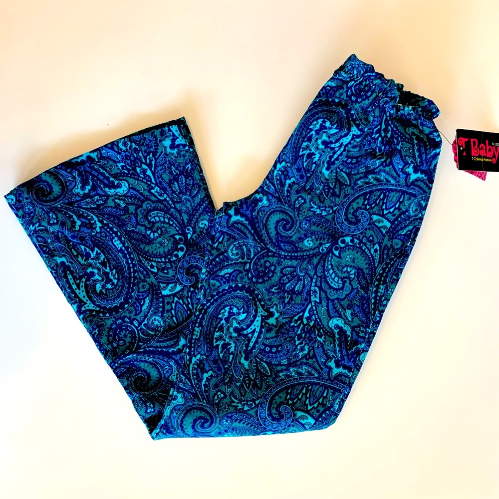 NWT girls High Rise Corduroy Elastic Waist flair Leg Pants 10 TBaby paisley